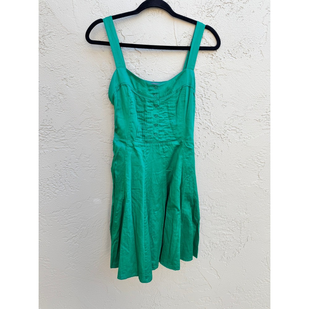 MARCS Green Fit & Flare Sleeveless Button Front Dress - Cottagecore